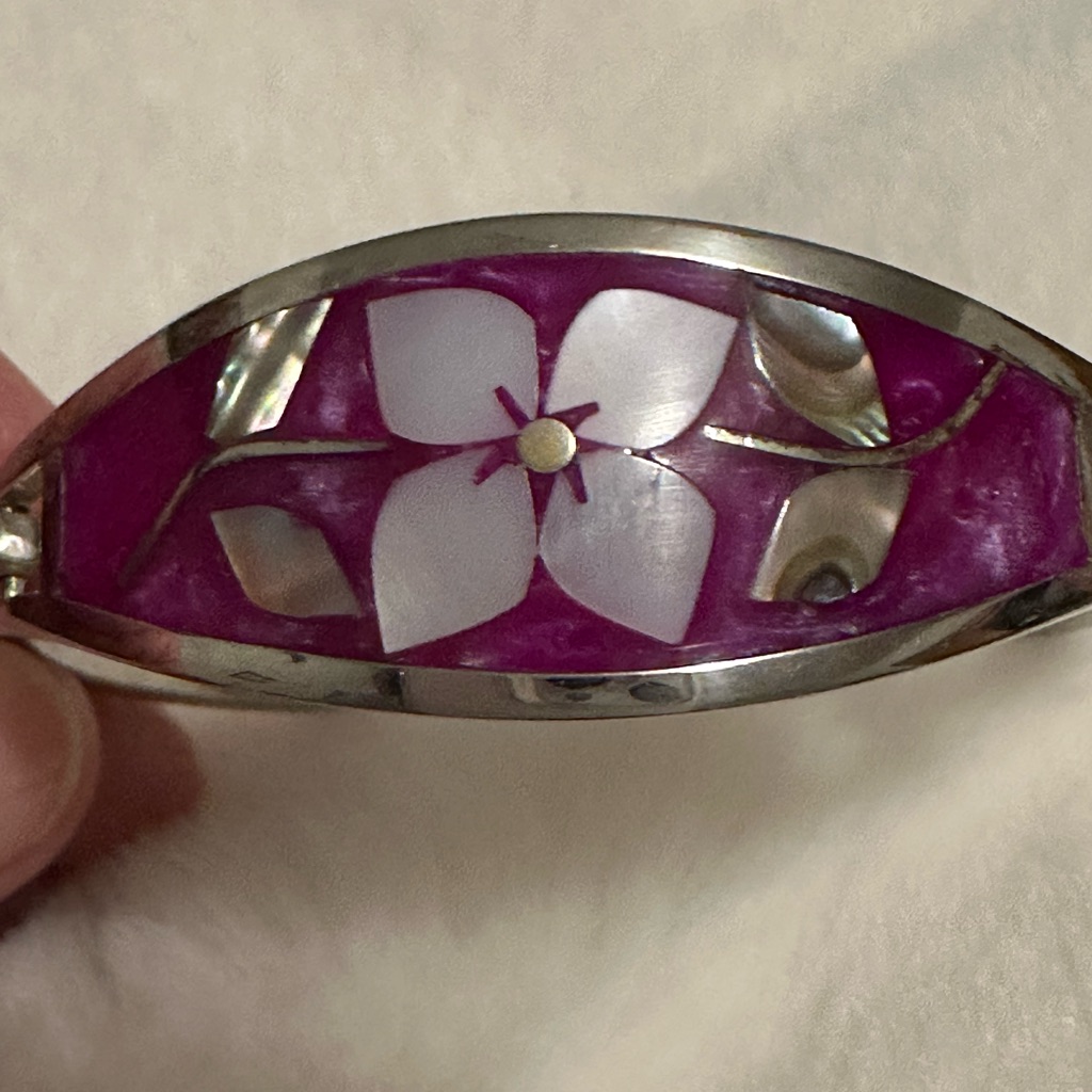 Elegant Silver And Purple Floral Womens Bracelet 25$